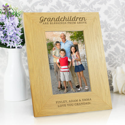 Personalised Grandchildren Are A Blessing 6x4 Oak Finish Photo Frame