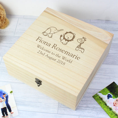 Personalised Hessian Friends Large Wooden Keepsake Box