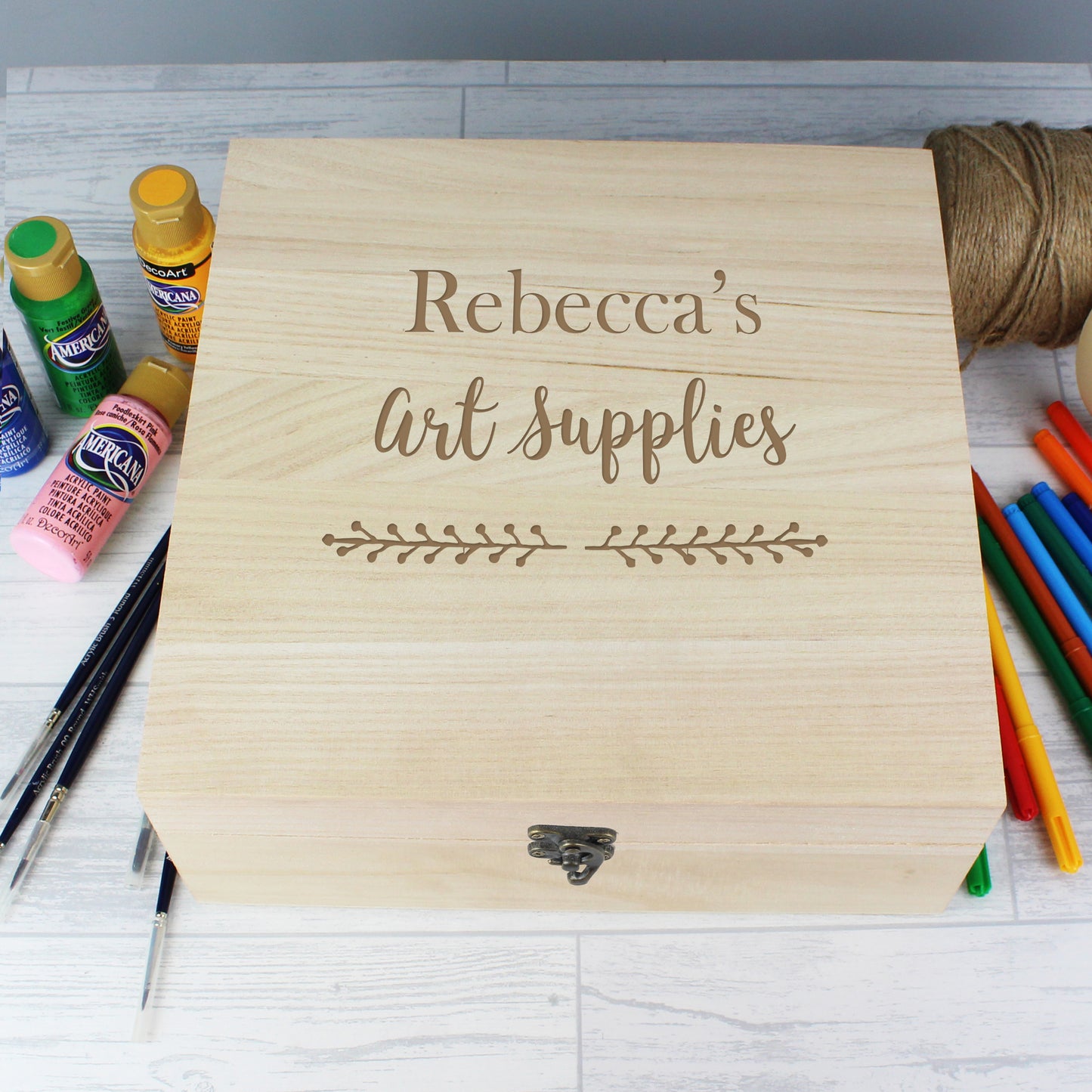 Personalised Floral Large Wooden Keepsake Box