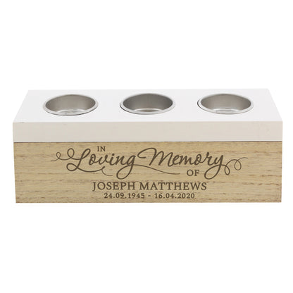 Personalised In Loving Memory Triple Tea Light Box