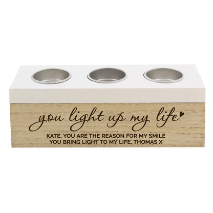 Personalised You Light Up My Life Triple Tea Light Box