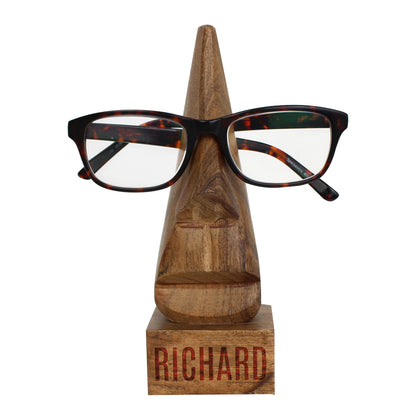 Personalised Name Only Wooden Nose-Shaped Glasses Holder