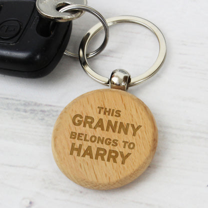 Personalised This...Belongs To Wooden Keyring