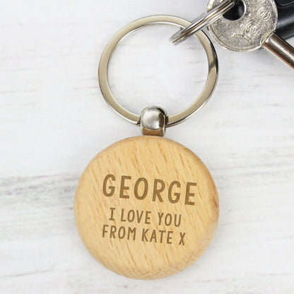 Personalised Free Text Wooden Keyring