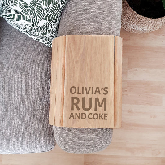 Personalised Large Free Text Wooden Sofa Tray