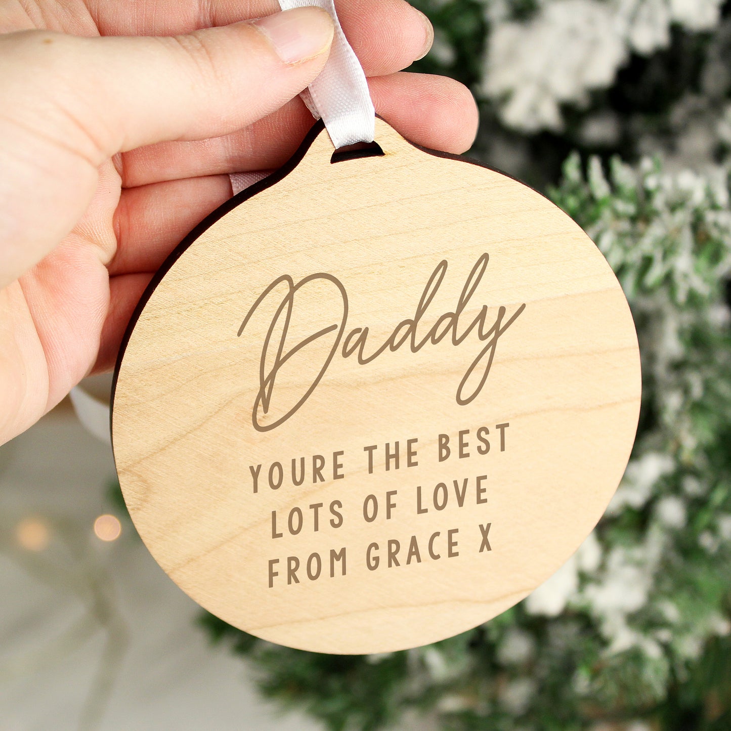 Personalised Free Text  Round Wooden Decoration