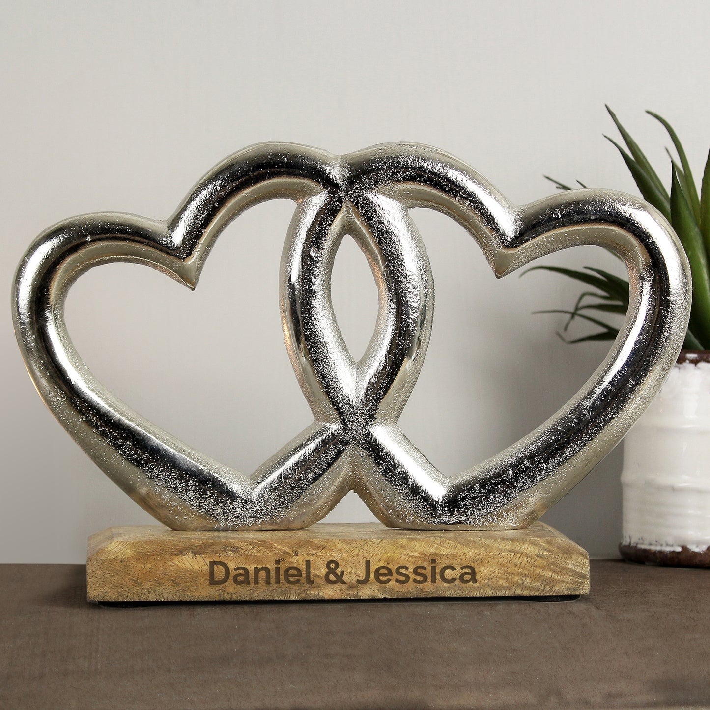 Personalised Free Text Double Heart Ornament