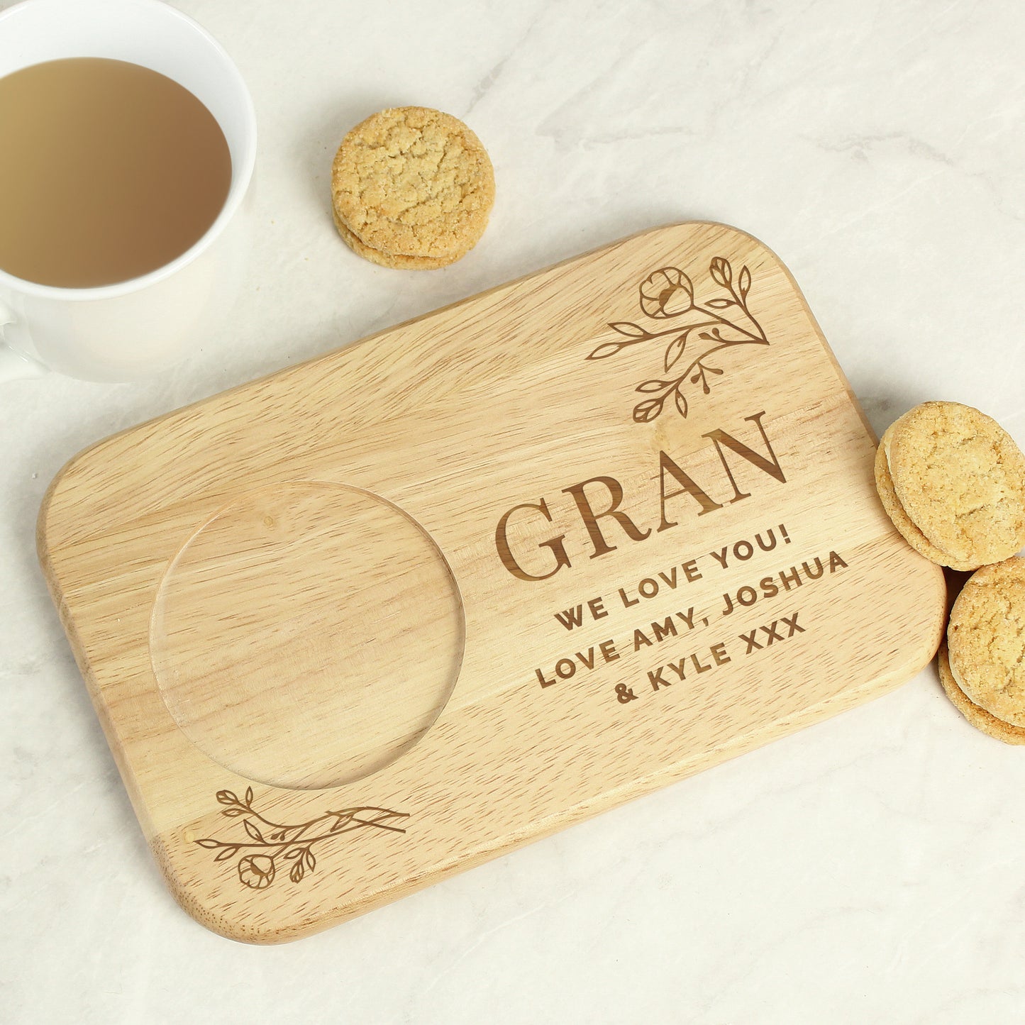 Personalised Floral Wooden Coaster Tray