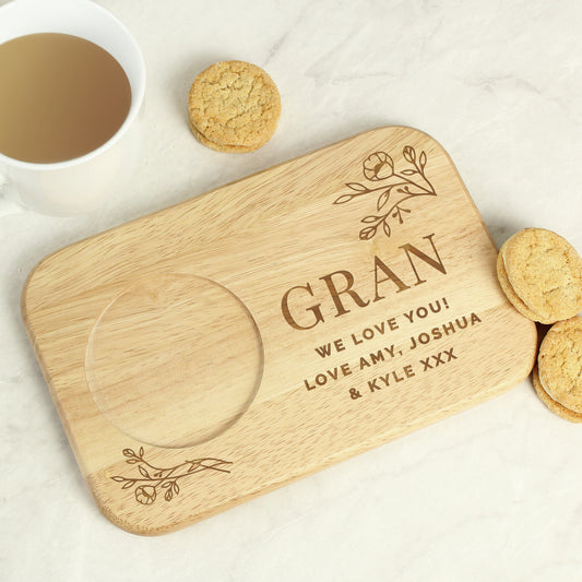 Personalised Floral Wooden Coaster Tray