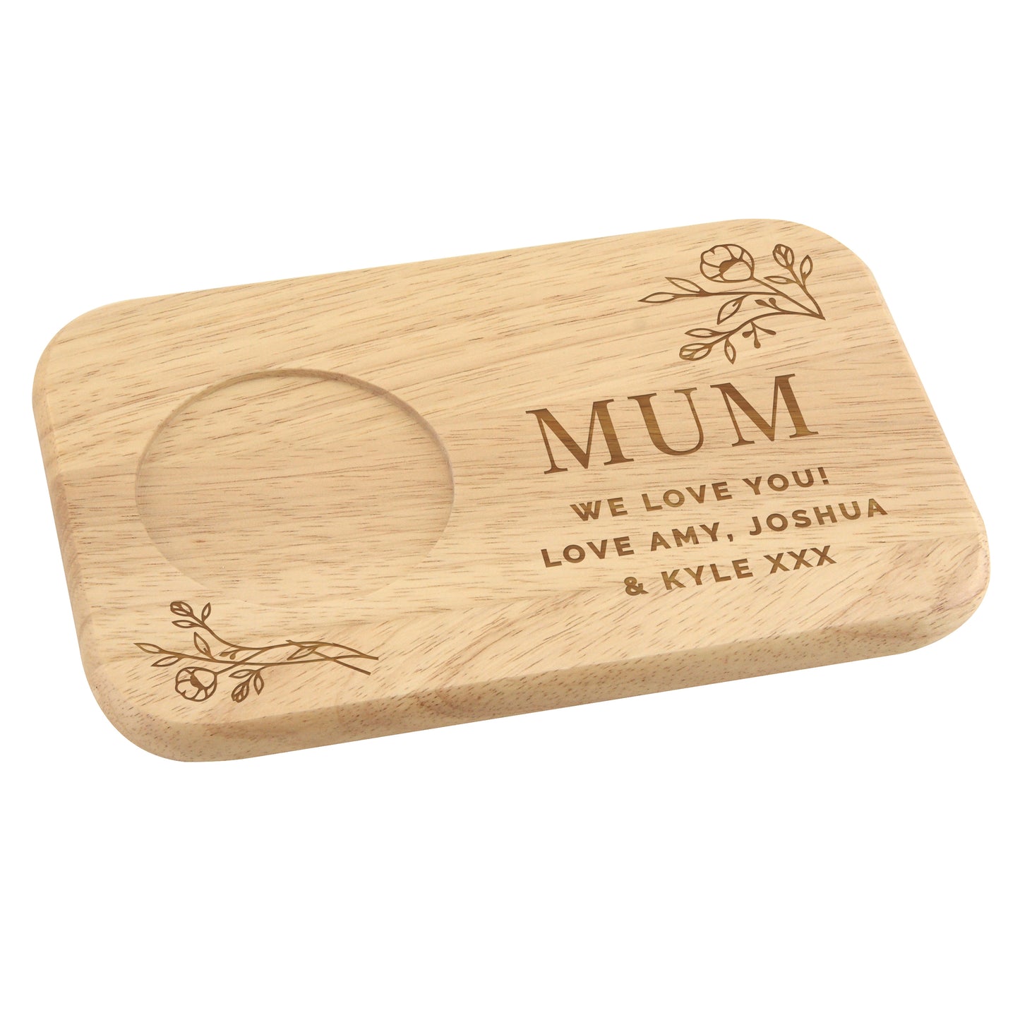 Personalised Floral Wooden Coaster Tray