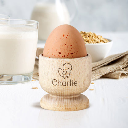 Personalised Chick Wooden Egg Cup