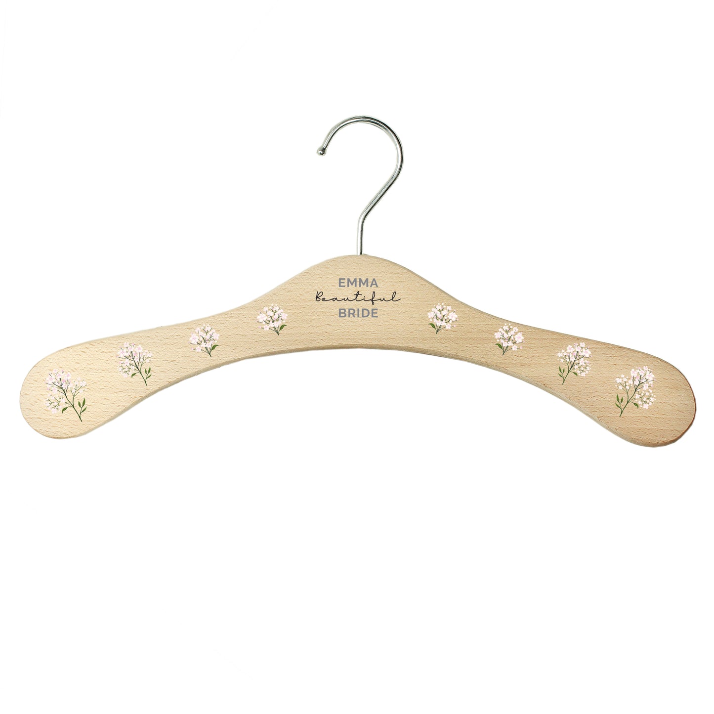 Personalised White Floral Wooden Hanger