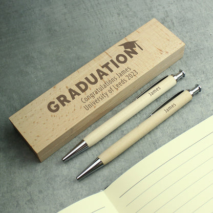 Personalised Graduation Wooden Pen and Pencil Set