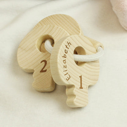 Personalised Name Only Wooden Baby Keys