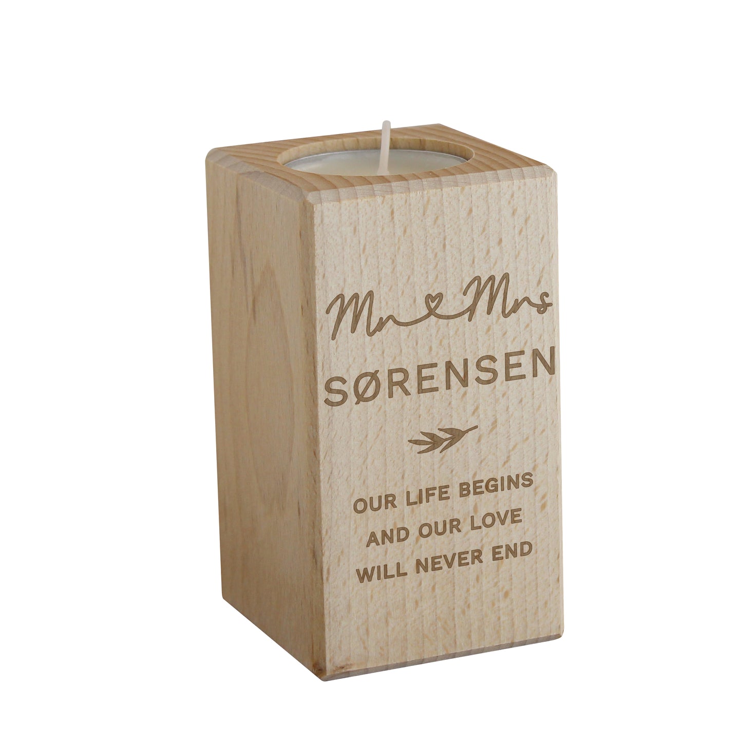 Personalised Wedding Wooden Tealight Holder
