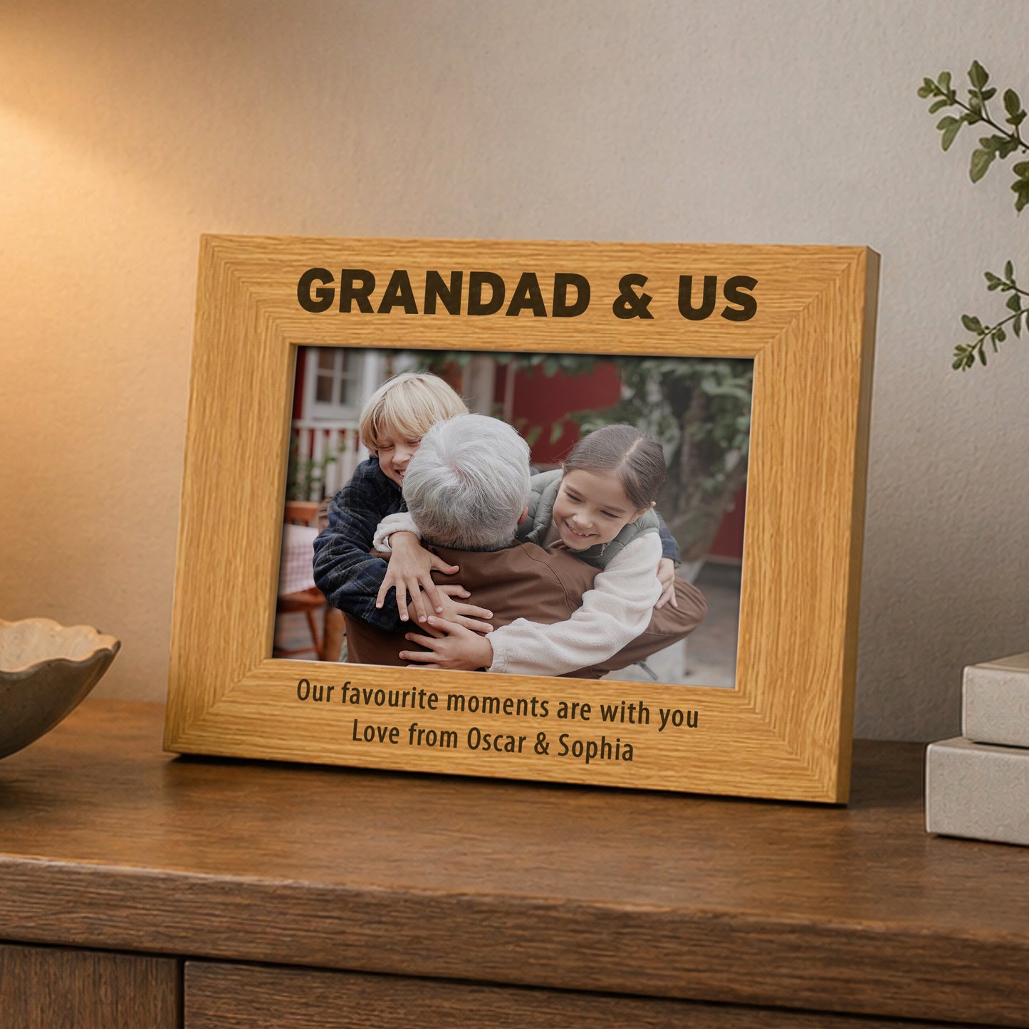 Personalised Bold Text 4x6 Wooden Photo Frame