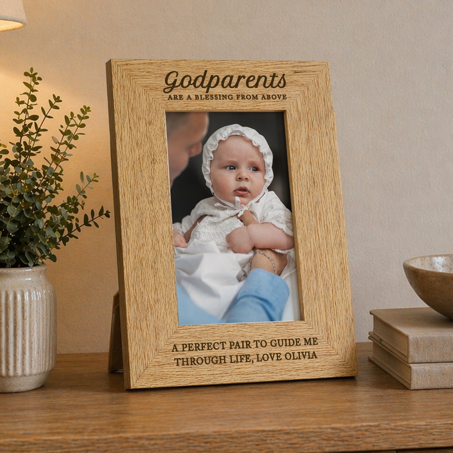 Personalised Godparents 6x4 Wooden Photo Frame