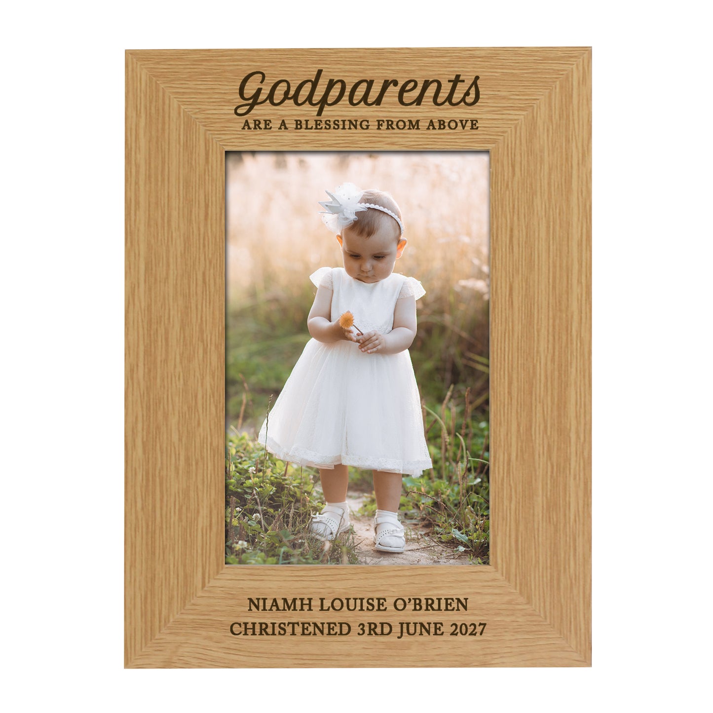 Personalised Godparents 6x4 Wooden Photo Frame