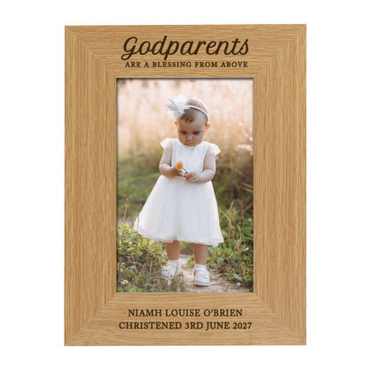 Personalised Godparents 6x4 Wooden Photo Frame