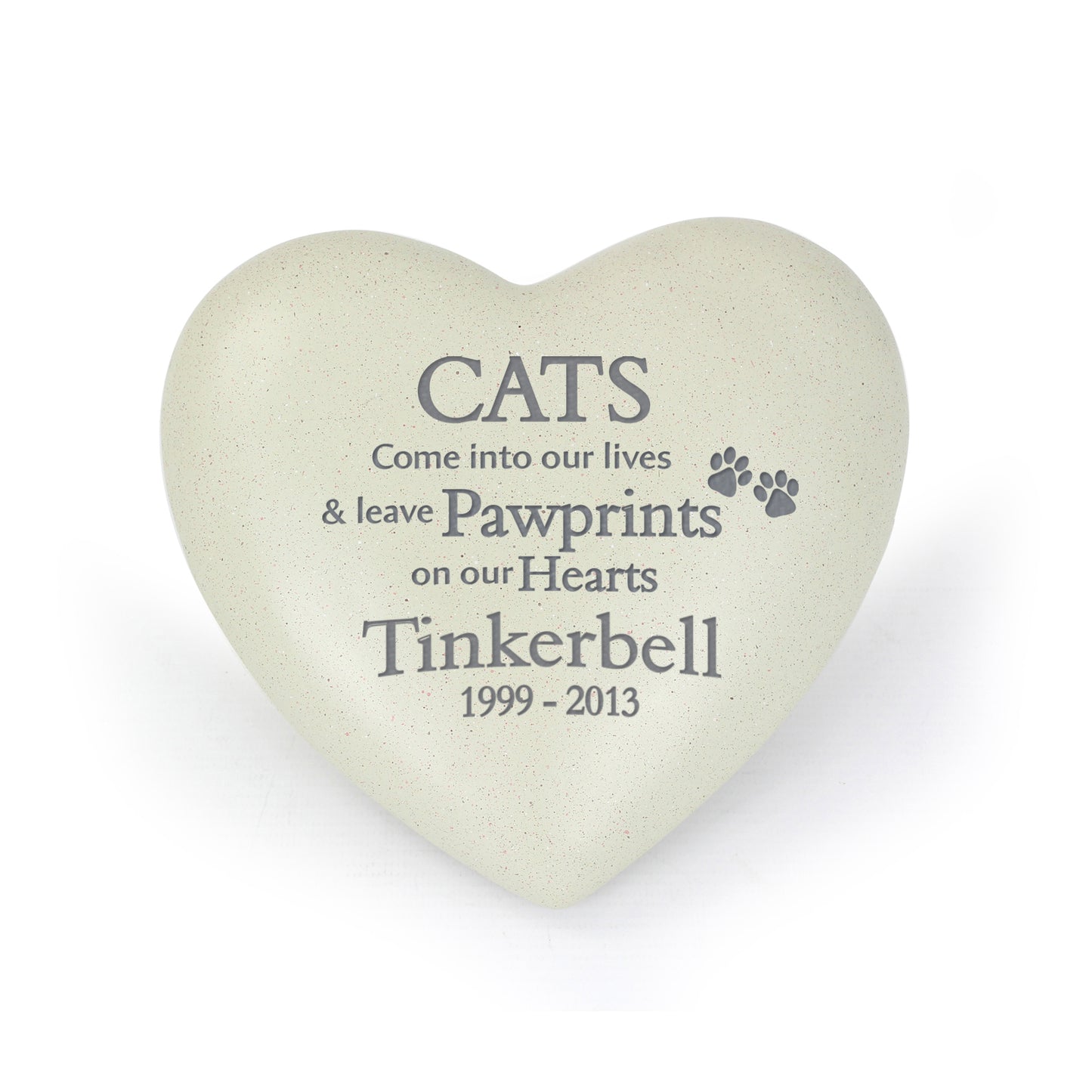 Personalised Cat Pawprints Heart Memorial