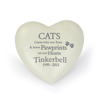 Personalised Cat Pawprints Heart Memorial