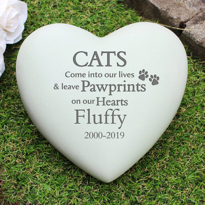 Personalised Cat Pawprints Heart Memorial