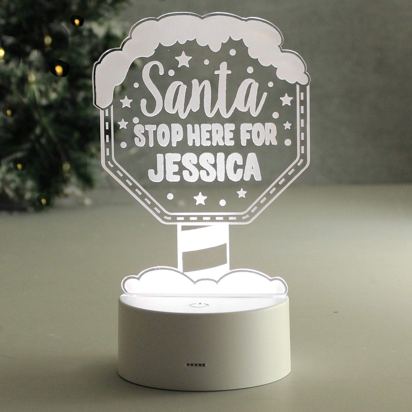 Personalised Santa Stop Here LED Colour Changing Night Light