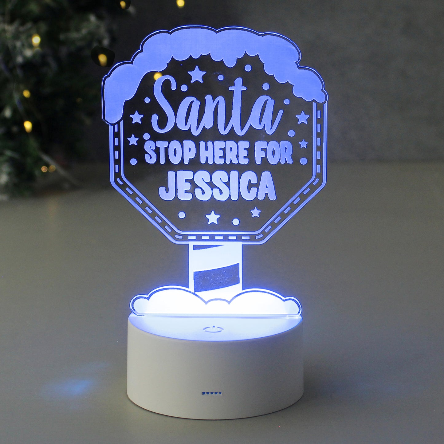 Personalised Santa Stop Here LED Colour Changing Night Light