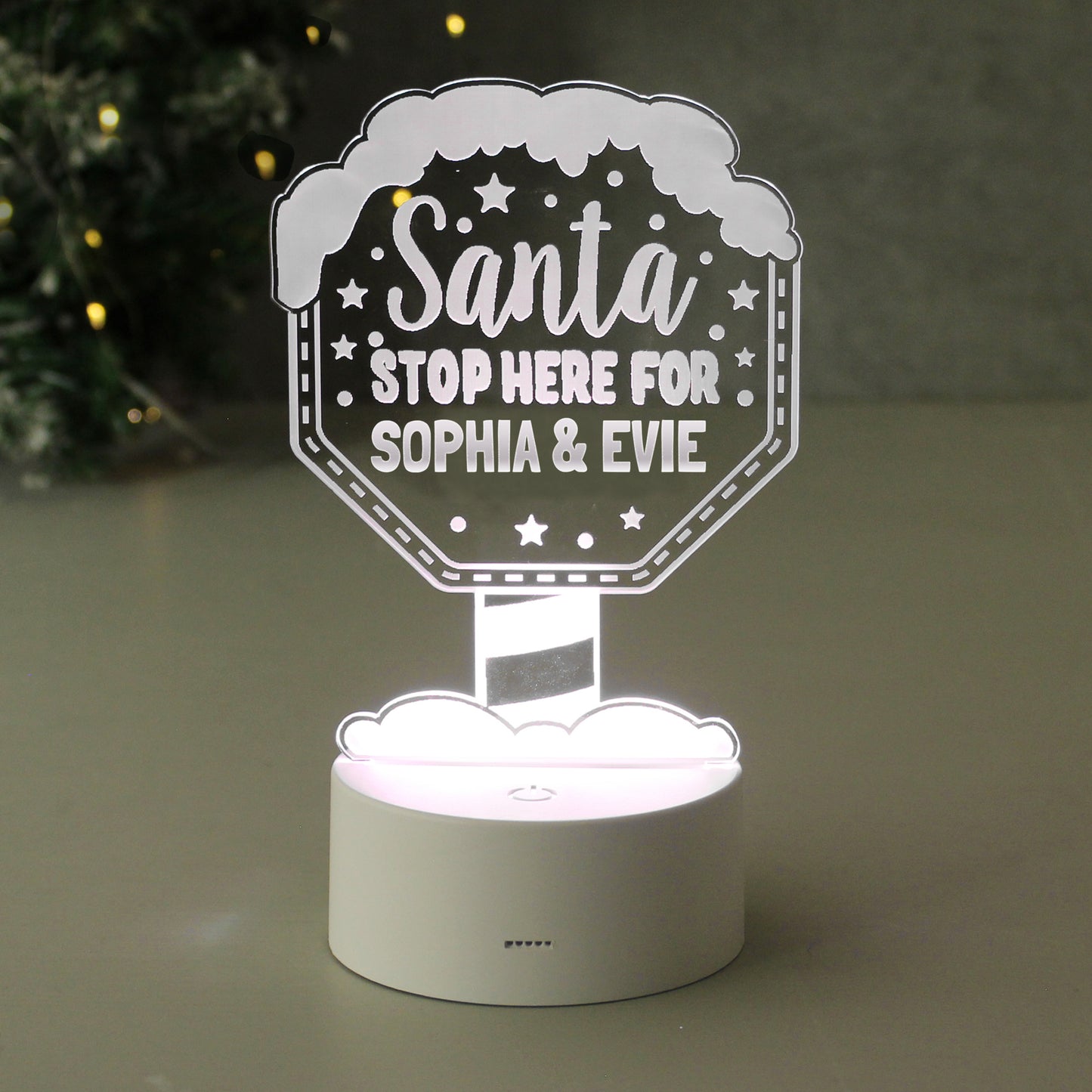 Personalised Santa Stop Here LED Colour Changing Night Light