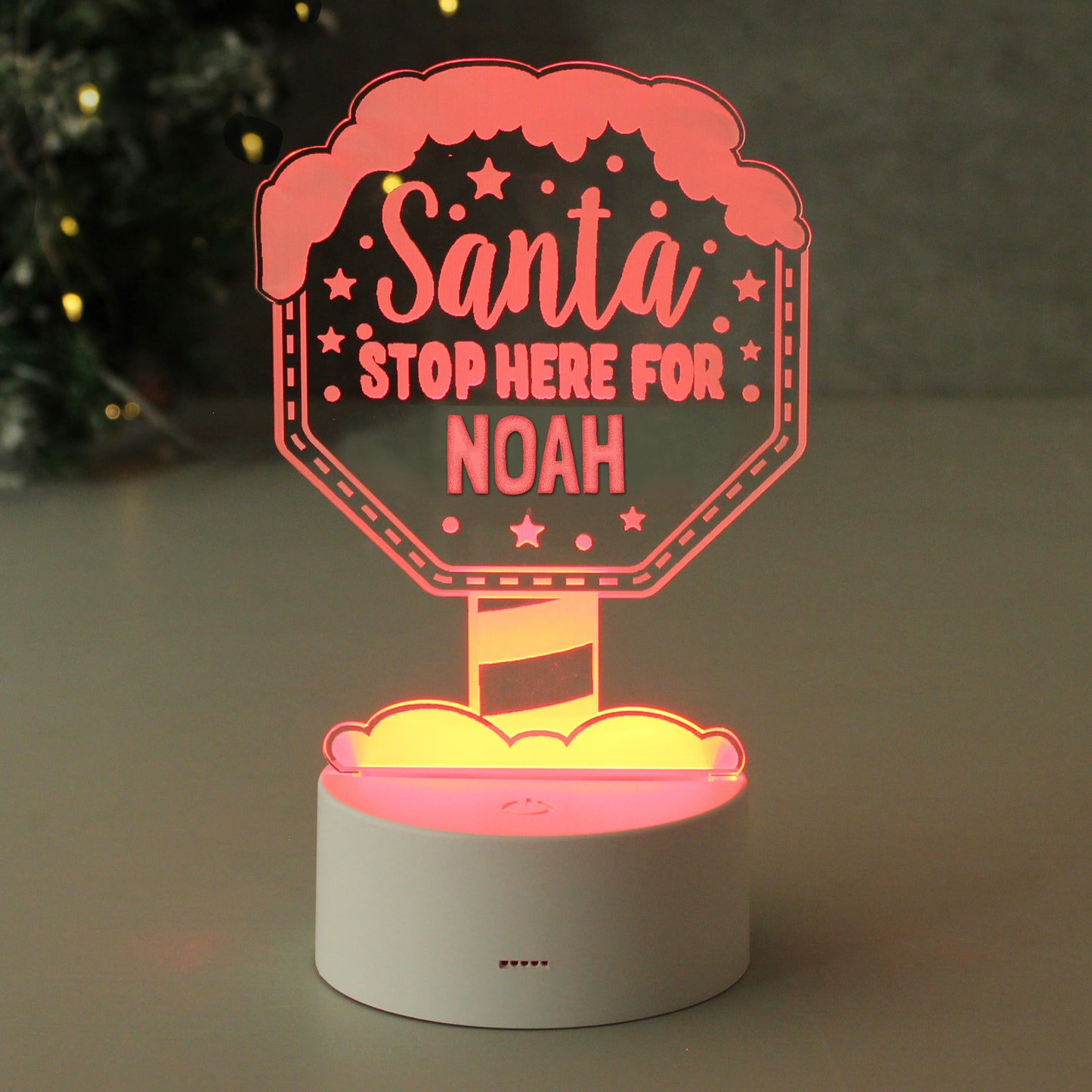 Personalised Santa Stop Here LED Colour Changing Night Light