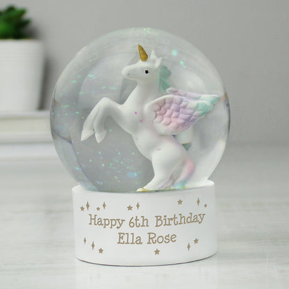 Personalised Unicorn Snow Globe