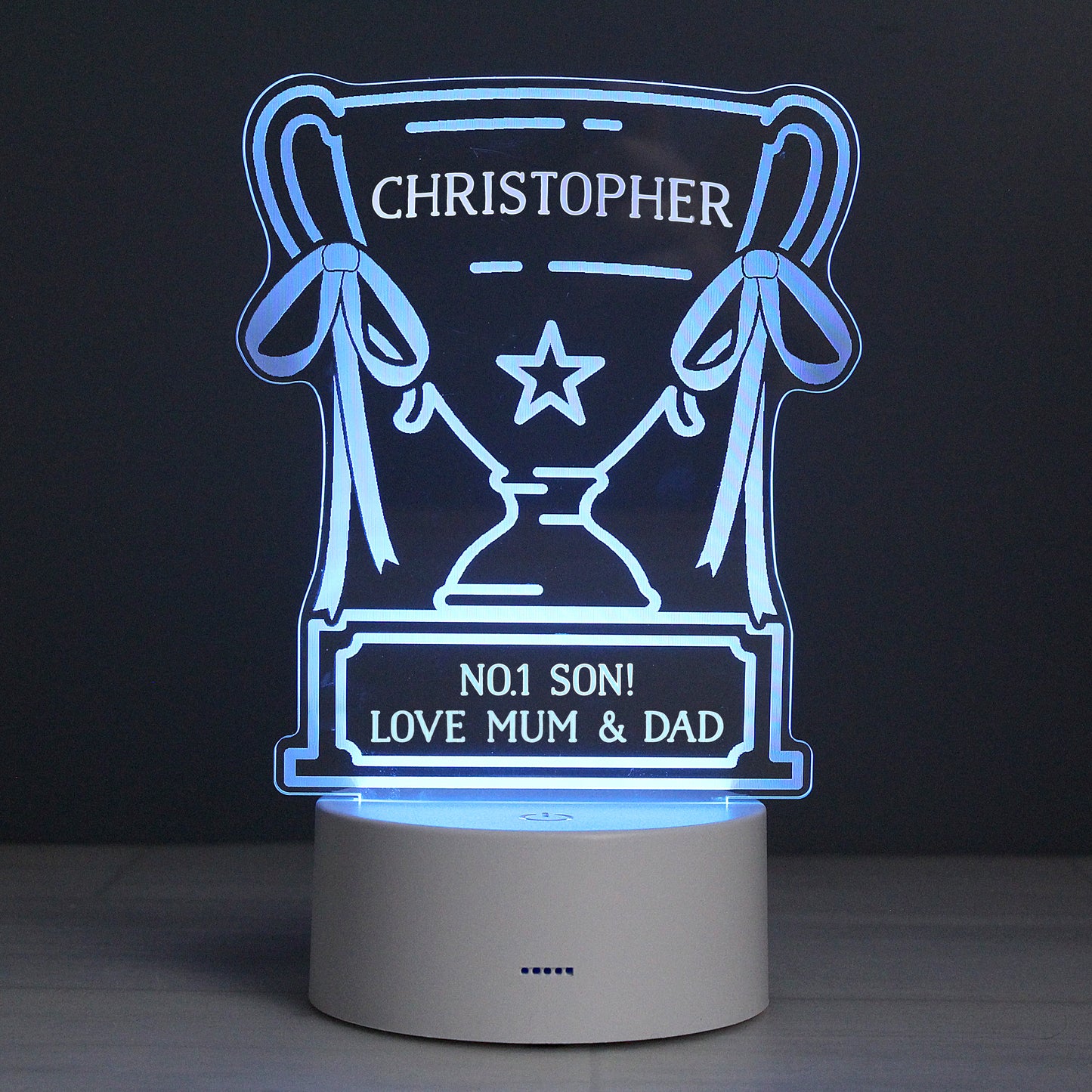 Personalised Trophy LED Colour Changing Night Light