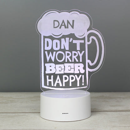 Personalised ""Beer Happy""  LED Colour Changing Light