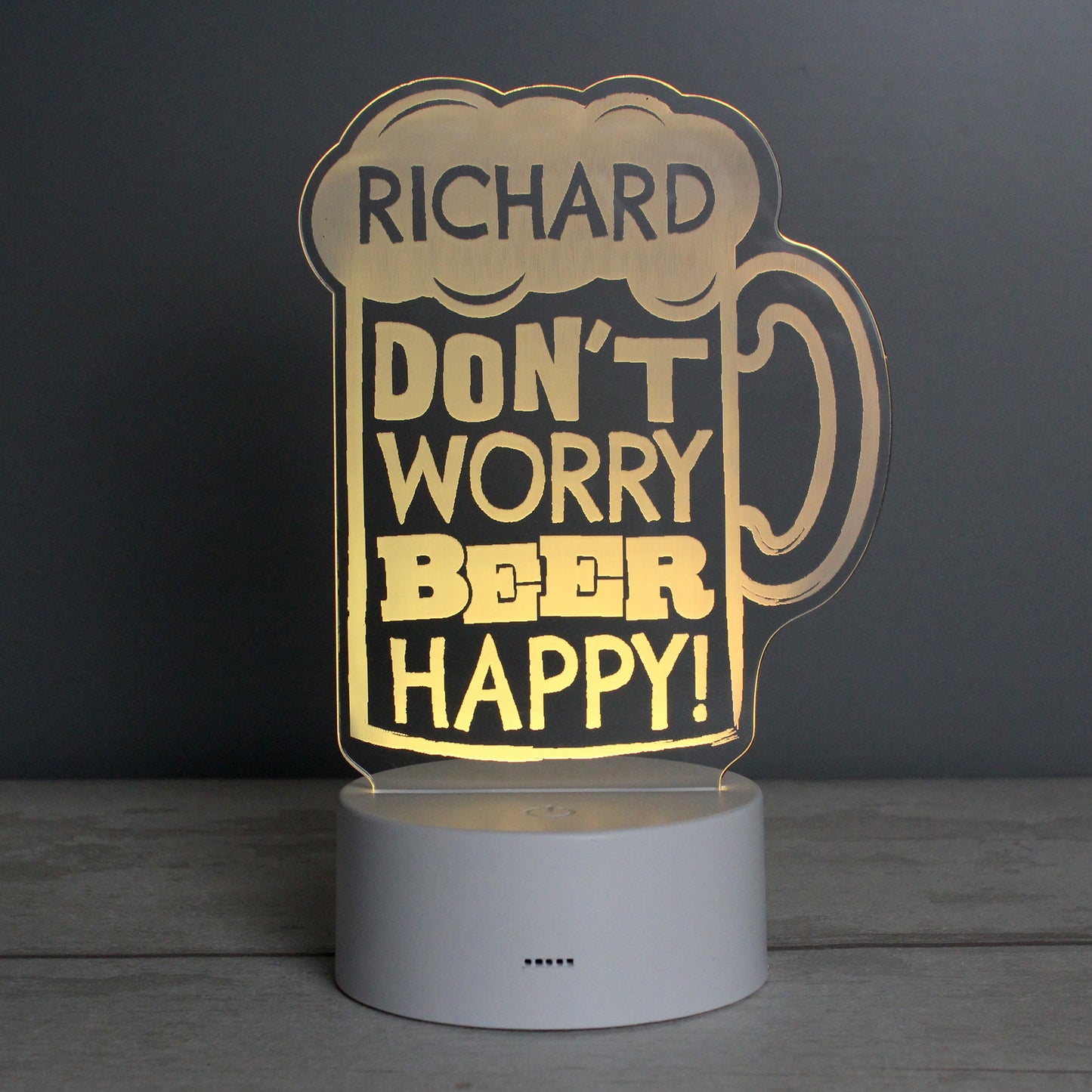 Personalised ""Beer Happy""  LED Colour Changing Light