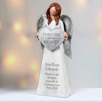 Personalised Forever In Our Hearts Memorial Angel Ornament