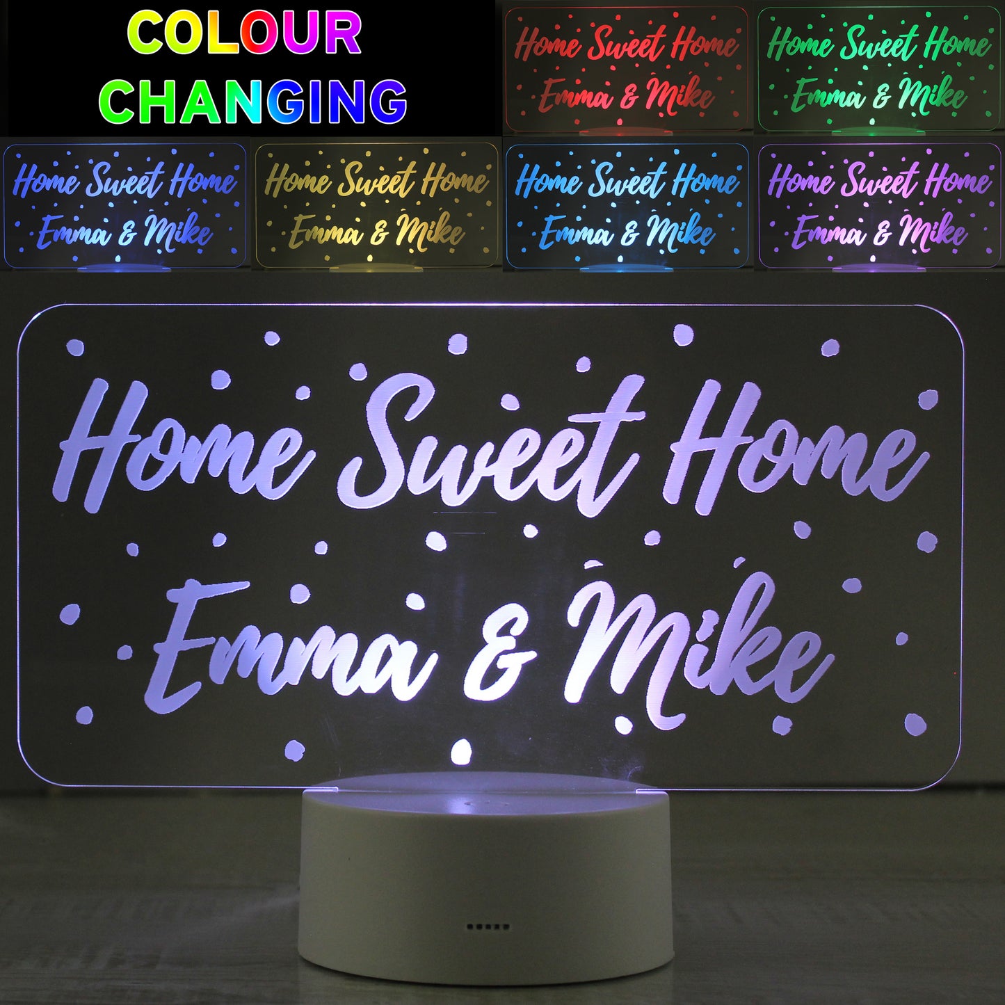 Personalised Polka-dot Message LED Colour Changing Night Light