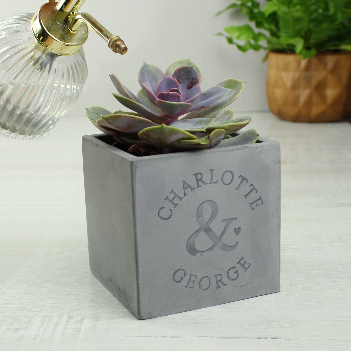 Personalised Ampersand Couples Concrete Plant Pot