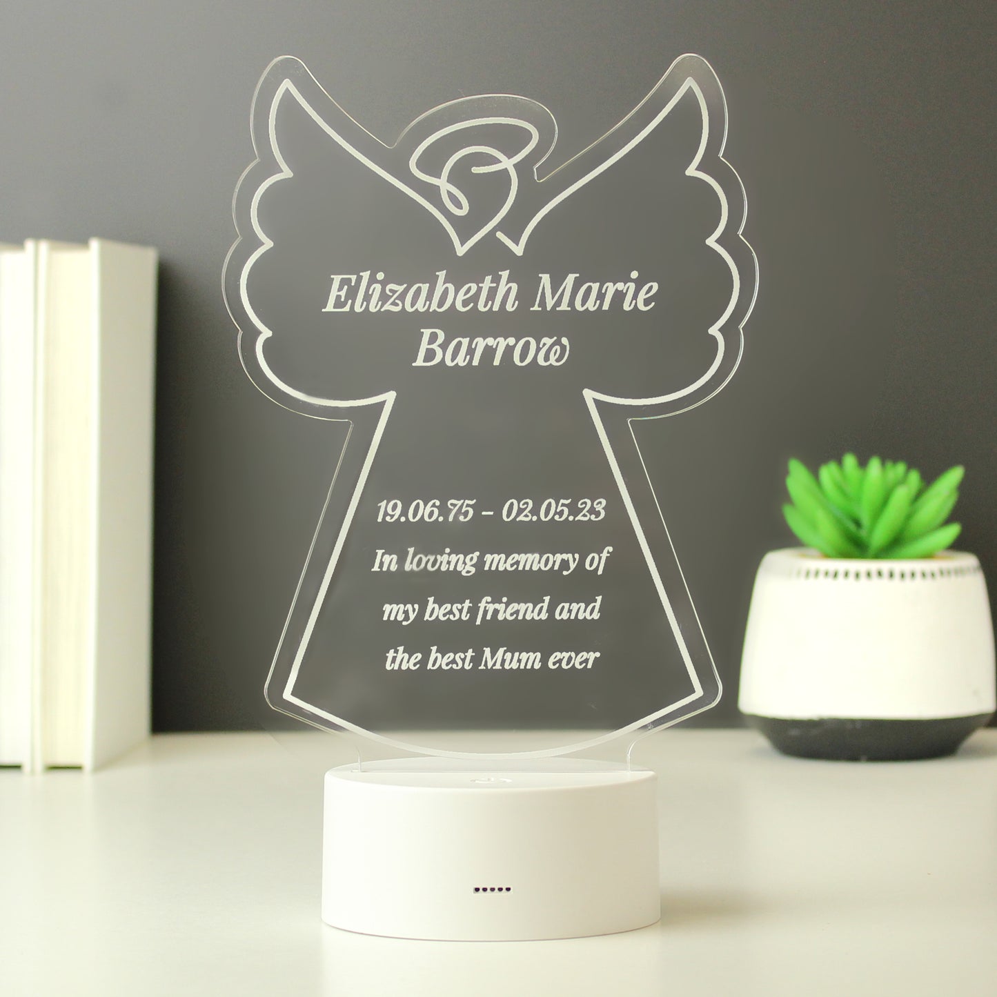 Personalised Free Text Angel Memorial Colour Changing LED Light