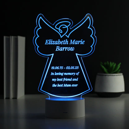 Personalised Free Text Angel Memorial Colour Changing LED Light