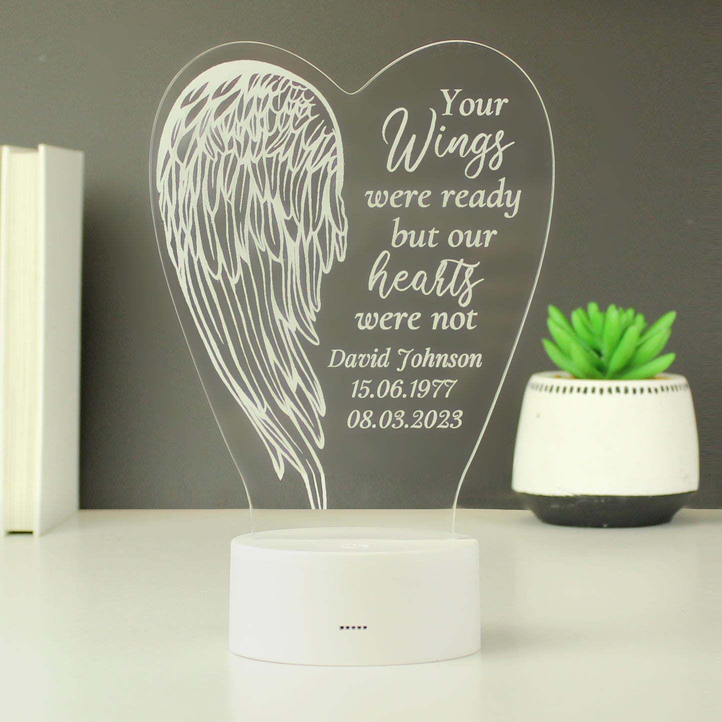 Personalised Angel Wings Memorial Colour Changing LED Light