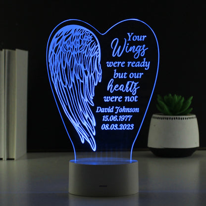 Personalised Angel Wings Memorial Colour Changing LED Light