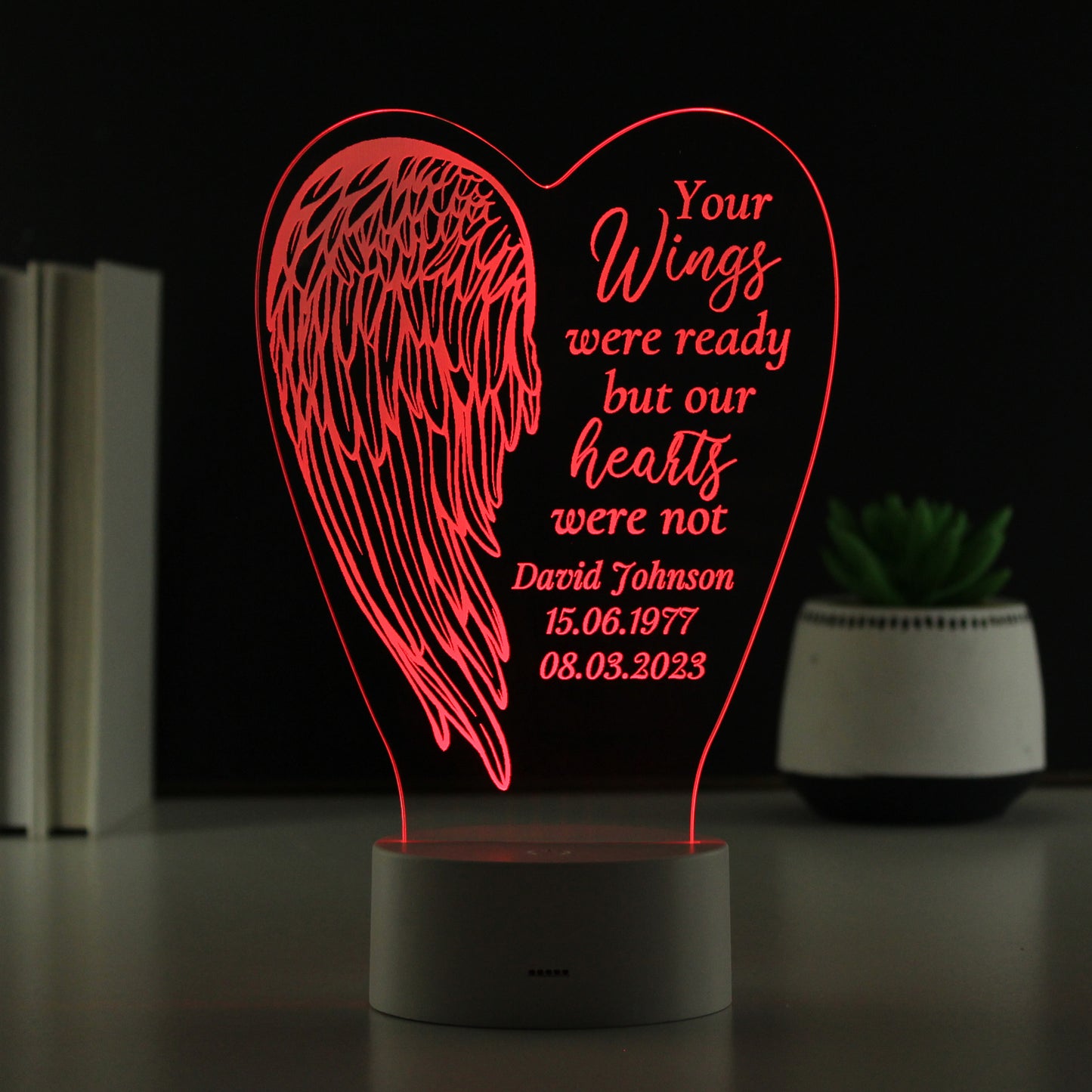 Personalised Angel Wings Memorial Colour Changing LED Light