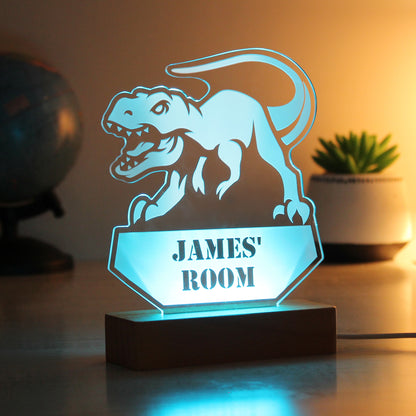 Personalised Dinosaur Wooden Based LED Light