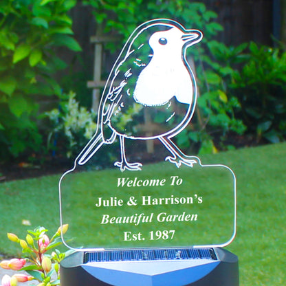 Personalised Robin Memorial Outdoor Solar Light