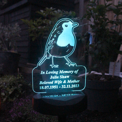 Personalised Robin Memorial Outdoor Solar Light