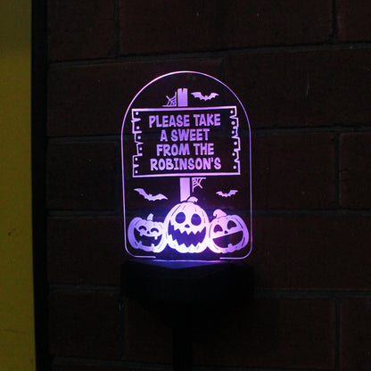 Personalised Pumpkin Patch Halloween Solar Light