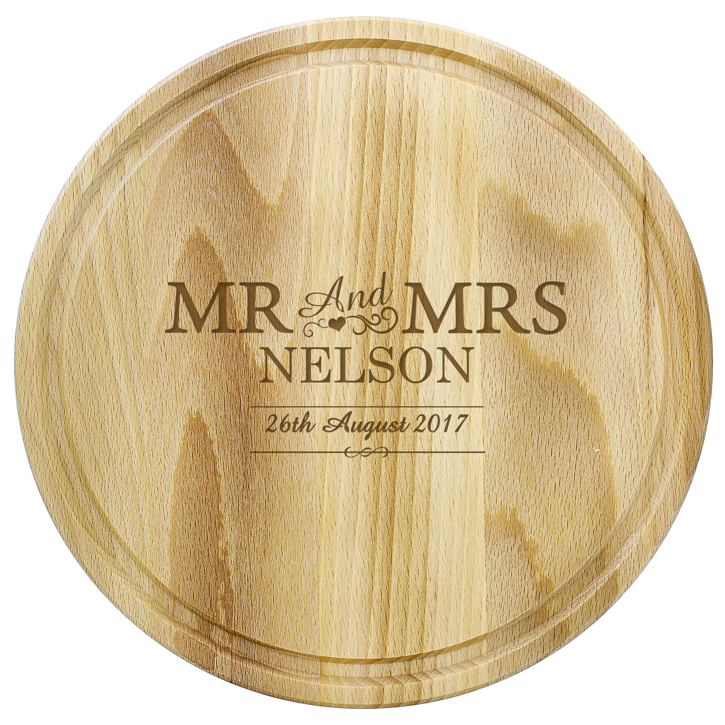 Personalised Mr & Mrs Round Chopping Board