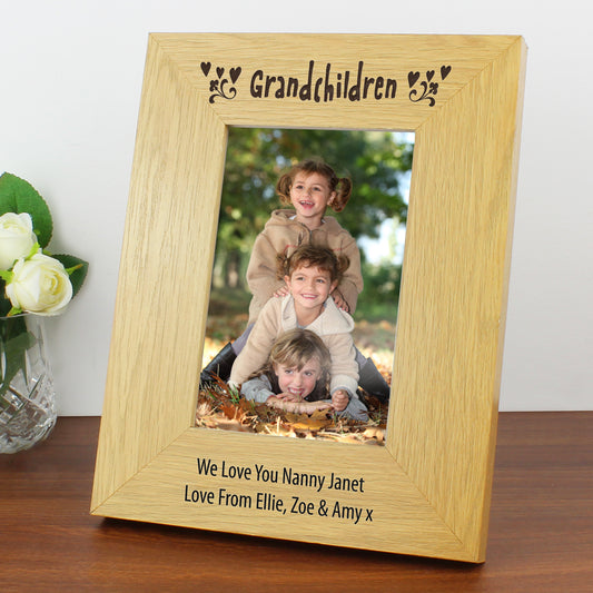 Personalised Oak Finish 6x4 Grandchildren Photo Frame