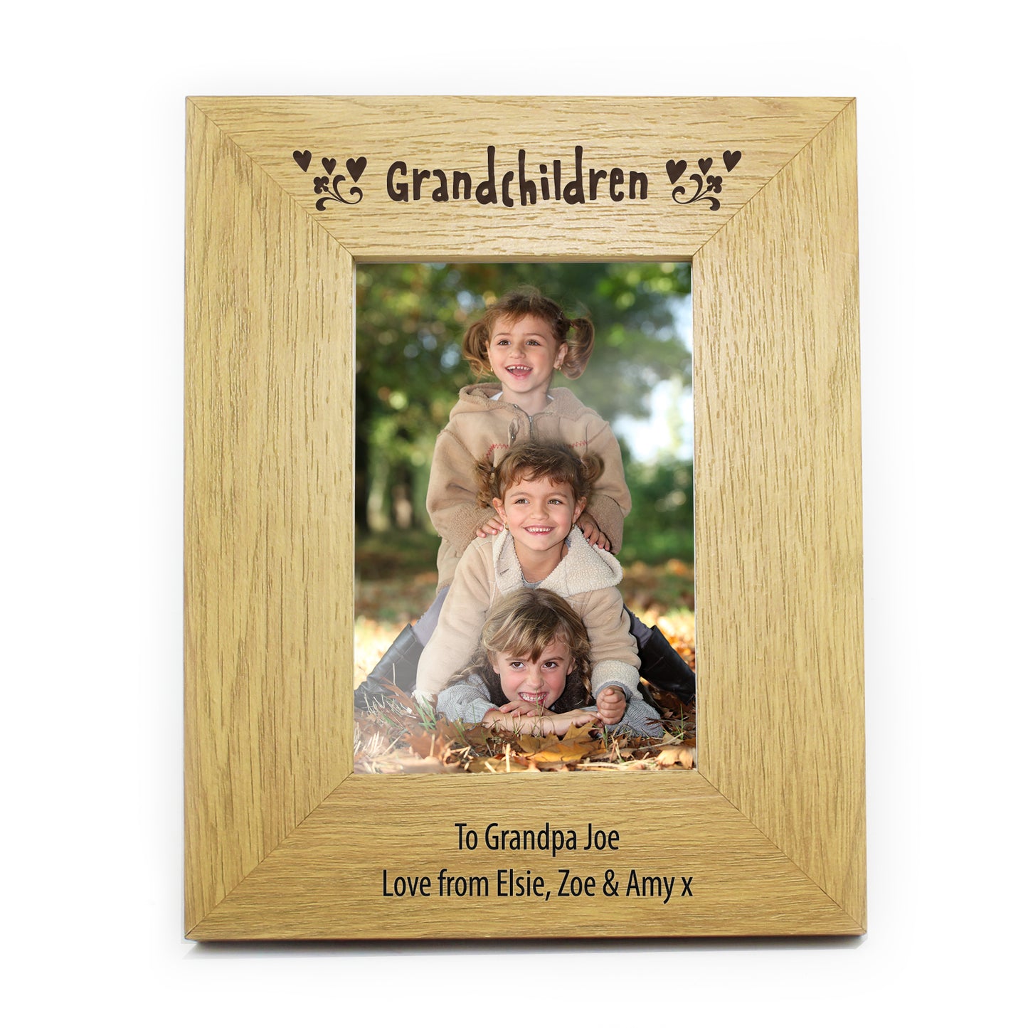 Personalised Oak Finish 6x4 Grandchildren Photo Frame