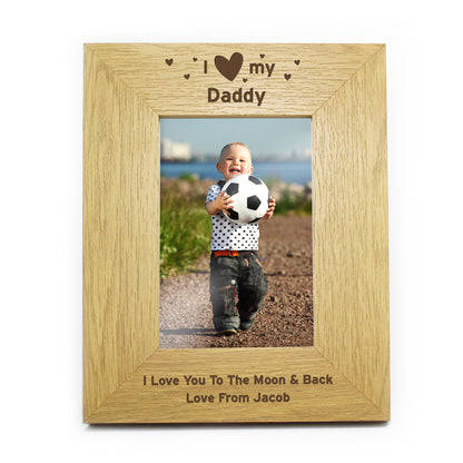 Personalised Oak Finish 6x4 I Heart My Photo Frame